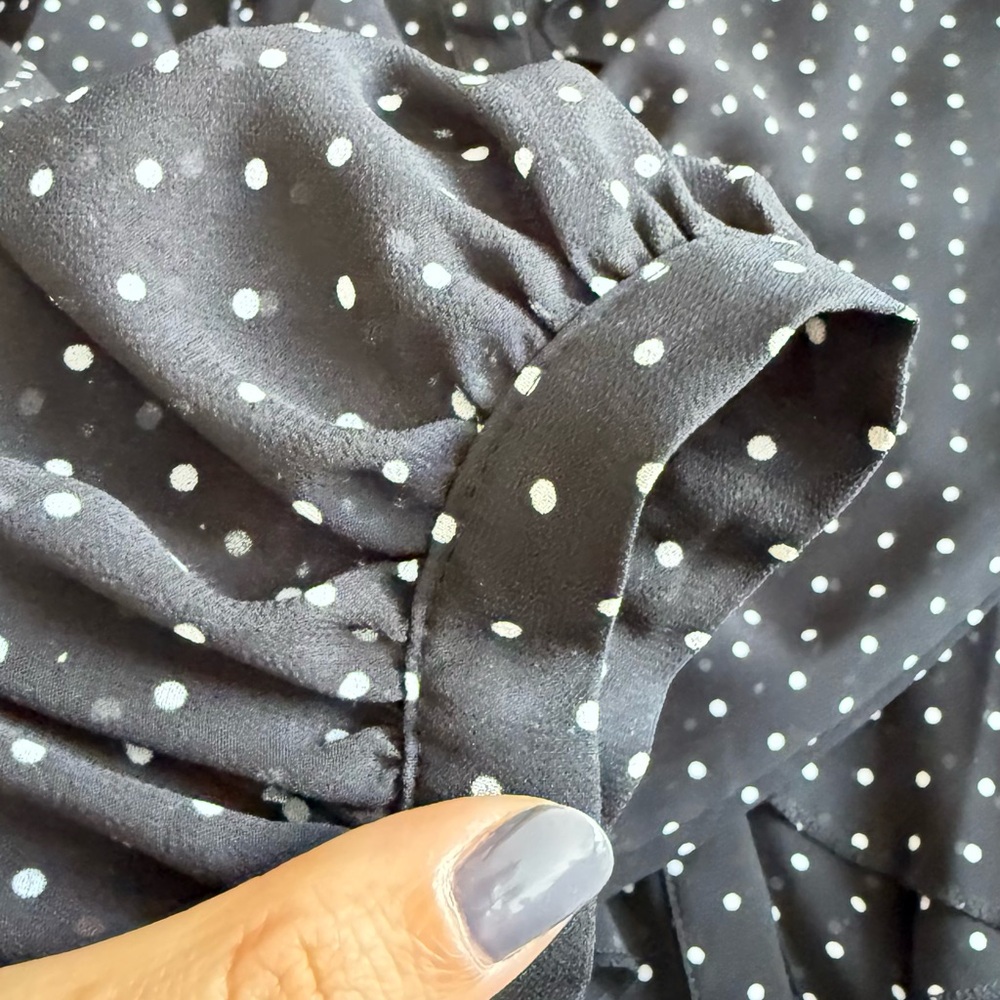 Zara Black and White Polka Dot Ruffle Blouse - Picture 2 of 4